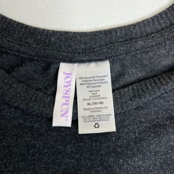 Joyspun Charcoal Gray Long Dolman Ribbed Sleeve Round Neck Top Women XL (16-18) - Picture 8 of 12
